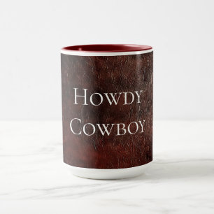 Caneca Southwest Faux Brown Leather Cowhide