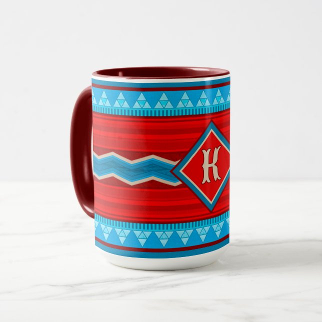 Caneca Southwest River Canyon Red Turquoise Monogram (Frente Esquerda)