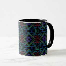 Caneca Southwestern Symmetrical Tiled Pattern Line Art