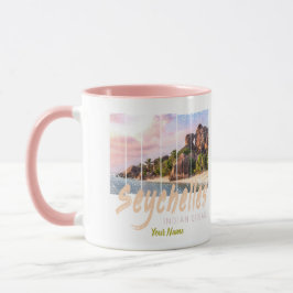 Caneca Souvenir do pôr do sol do Oceano Índico Seicheles