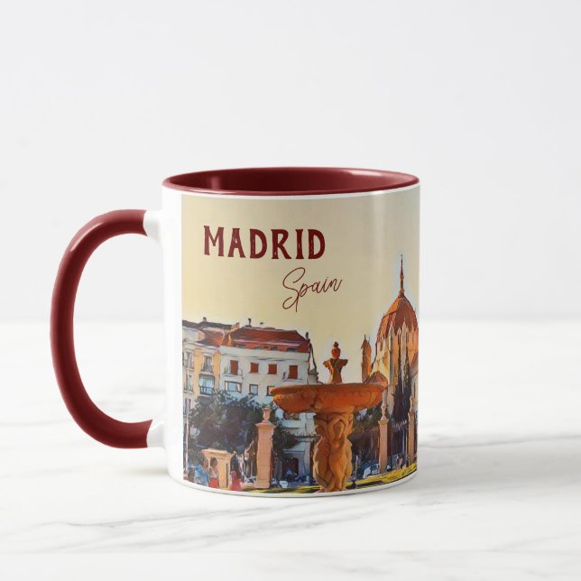 Caneca Souvenir paisagem da Espanha de Madrid (Esquerda)