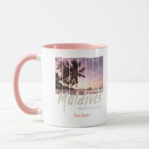 Caneca Souvenir vencido do pôr do sol no Oceano Índico Ma