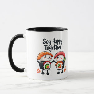 Caneca Soy feliz juntos Sushi Kawaii Comida japonesa