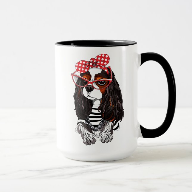 Caneca Spaniel de rei Charles descuidado de Paris com (Direita)