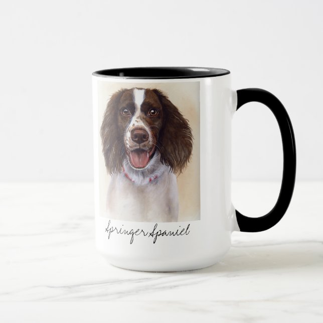 Caneca Spaniel de Springer pintado na Aquarela (Direita)