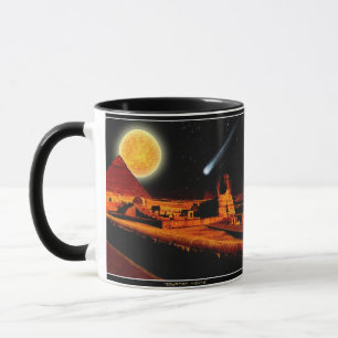 Caneca Sphinx & Moon sobre as Pirâmides de Giza egípcias