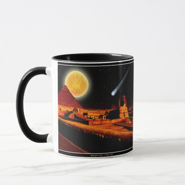 Caneca Sphinx & Moon sobre as Pirâmides de Giza egípcias (Esquerda)