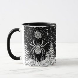 Caneca Spinne mit Mandala Netz magischer Sternenhimmel