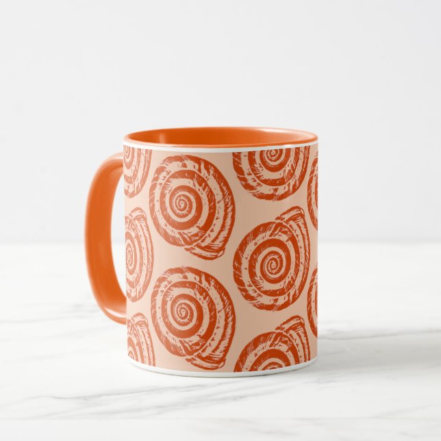 Caneca Spiral Seashell Block Impressão, Coral Orange (Frente Esquerda)