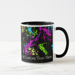 Caneca Splatter preto/neon personalizado