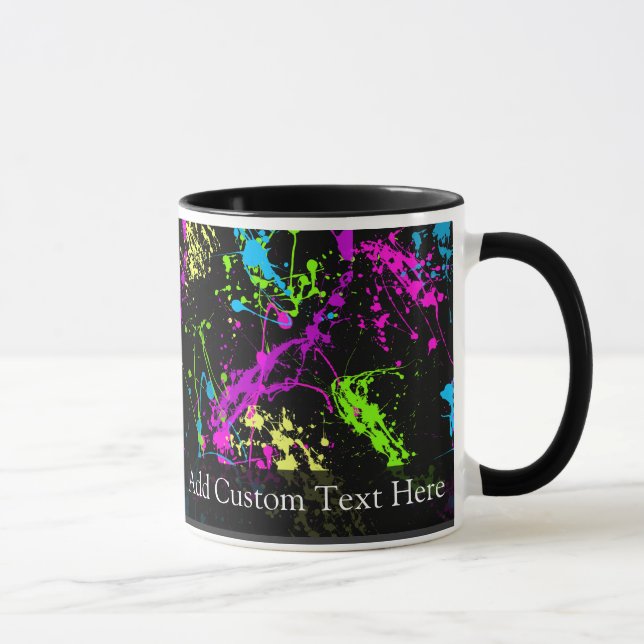 Caneca Splatter preto/neon personalizado (Direita)