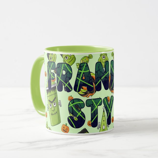 Caneca Spooky Bold Frankenstein Halloween Aestético (Frente Esquerda)