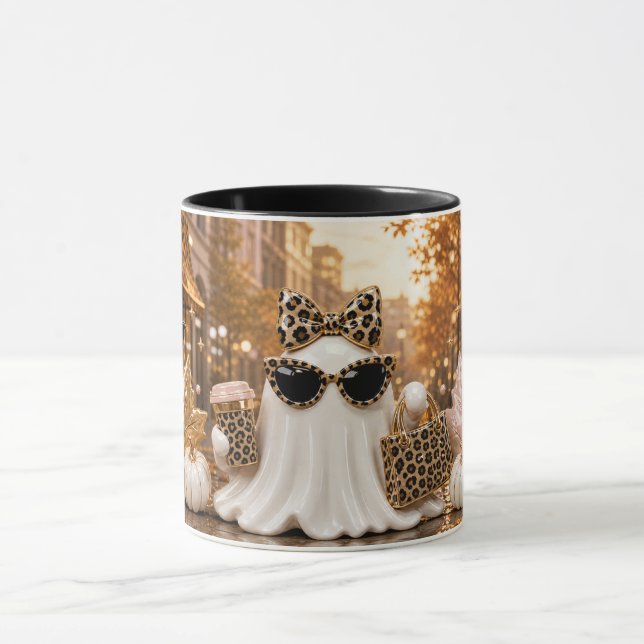 Caneca Spooky Chic Ghost Mug, Leopard Print Halloween  (Centro)