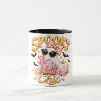 Caneca Spooky Chic Pink Ghost Halloween Retro Coffee Mug