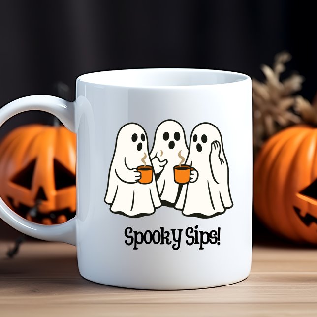 Caneca Spooky Sips Ghost Halloween (Criador carregado)