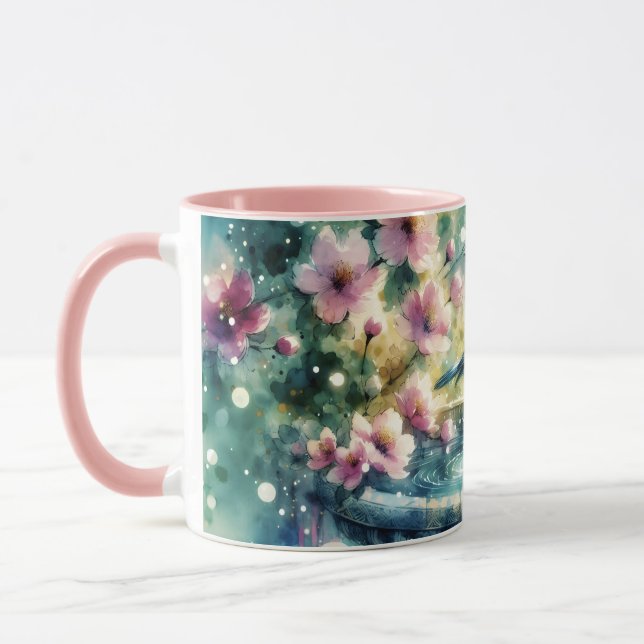 Caneca Spring Bird Bath Watercolor (Esquerda)