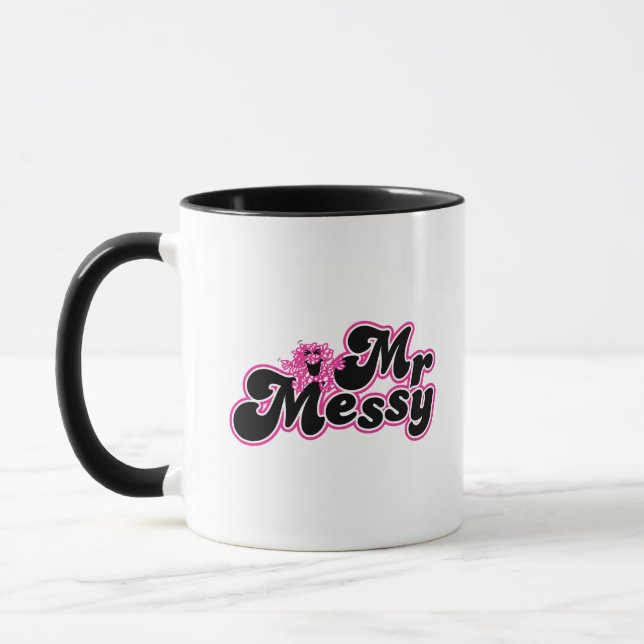 Caneca Sr. Messy | Grandes letras pretas e rosa (Esquerda)