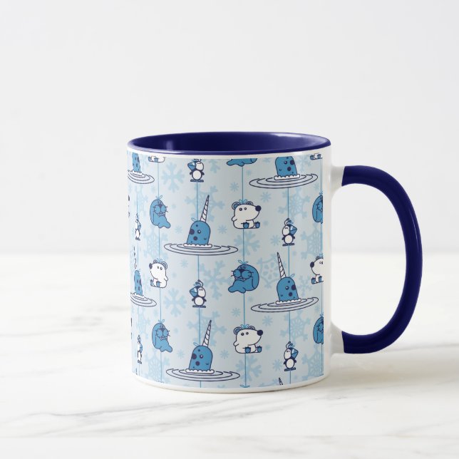 Caneca Sr. Narval Padrão Floco de Neve Azul (Direita)