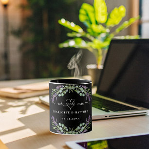 Caneca Sr. recém-casados lavanda casamento negro