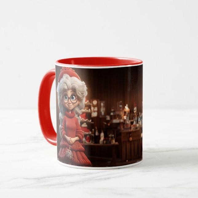 Caneca Sra. Claus Em Um Vestido De Roupa (Frente Esquerda)