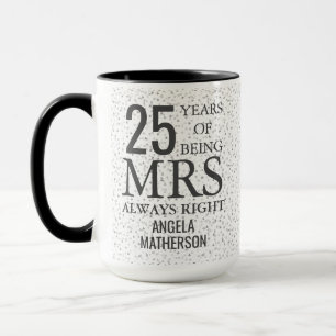 Caneca Sra Sempre Certa Diversão 25º Aniversário de Prata