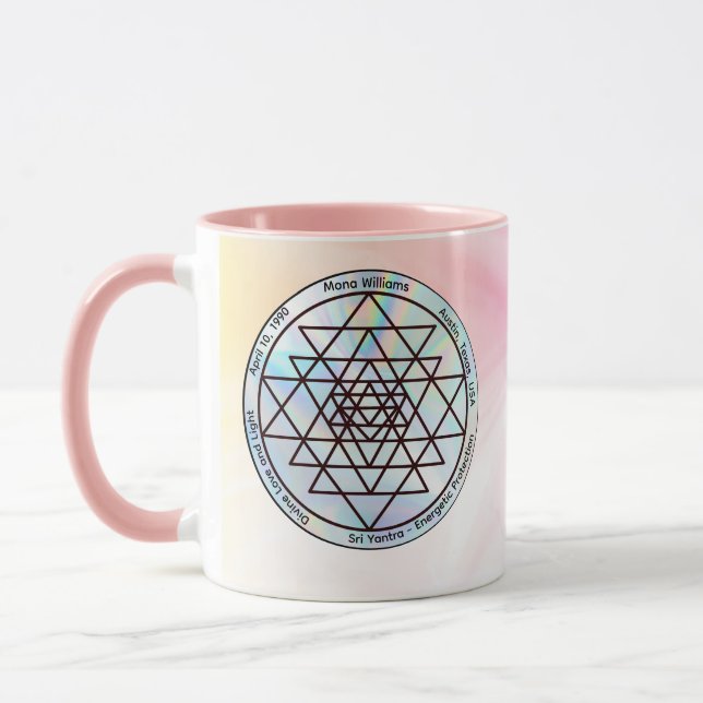 Caneca Sri Yantra – Talismã de Proteção Personalizável (Esquerda)
