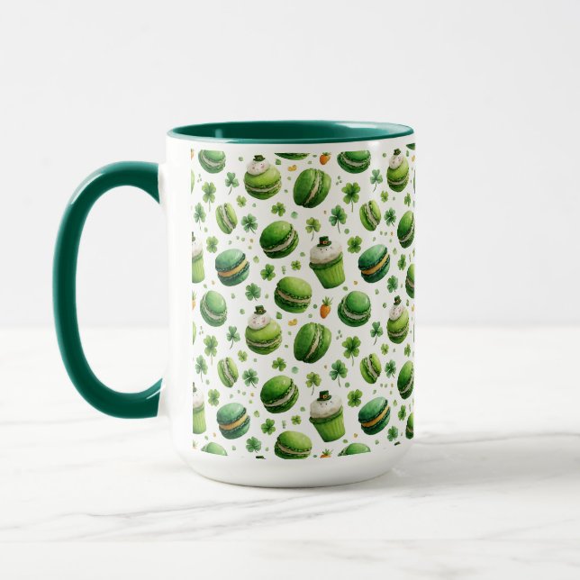 Caneca St. Patrick’s Day Watercolor Macaron & Shamrock  (Esquerda)