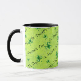 Caneca St. Patrick’s Day Watercolor Shamrock on green