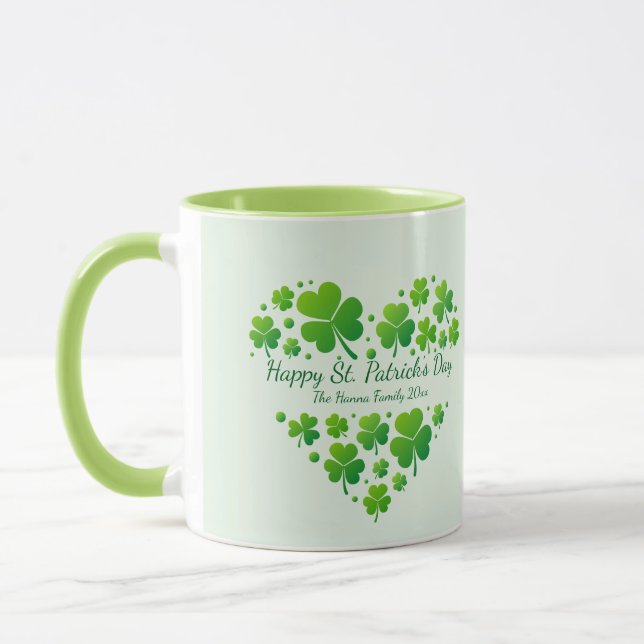 Caneca St. Patrick's Day Shamrock Heart Family Keepsake (Esquerda)