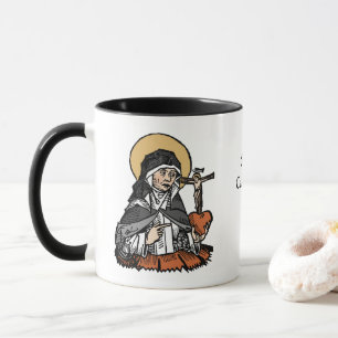 Caneca Sta. Catarina de Siena com Coração com Crucifixo