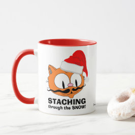 Caneca Staching Através Da Neve! Gato de Humor Bigode