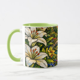 Caneca Stain Glass Lilies and Sunshine