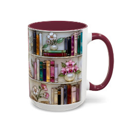 Caneca Stained Glass Bookshelf Mug | Book Lover Gift