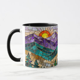 Caneca Stained Glass Mountain Sunrise Mug
