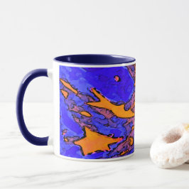 Caneca Star Art Mug com Marinho Blue Handle e Dentro