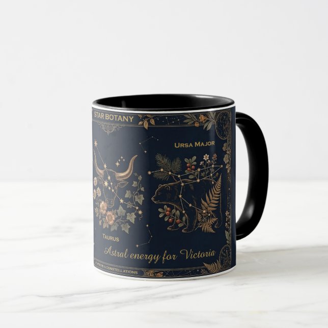 Caneca Star Botany Vintage Celestial Dourado e Azu (Frente Esquerda)