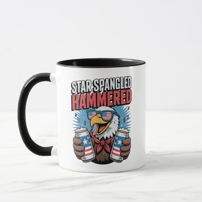 Caneca Star Spanged Hammered Funny Patriótico Bald Eagle (Esquerda)