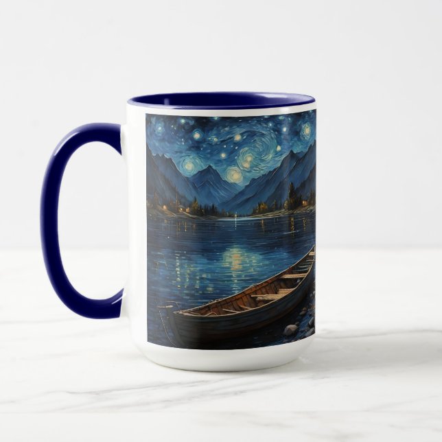 Caneca "Starlit Drift: Pescaria Sob O Cosmos (Esquerda)