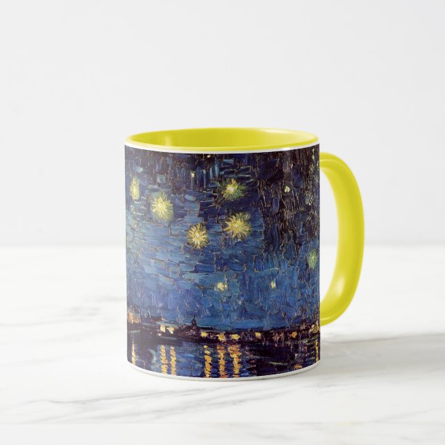 Caneca Starry Night Over the Rhone, por Vincent van Gogh (Frente Esquerda)