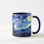 Caneca Starry Night por Van Gogh<br><div class="desc">Pintura a óleo pelo mestre holandês Vincent Van Gogh (1853-1890) Provavelmente sua pintura mais famosa, Van Gogh pintou &#39;The Starry Night&#39; em 1889, da memória enquanto se encontrava num asilo em França onde se registrou para depressão. A cena retrata a vista da janela do seu quarto. Na pintura há a...</div>