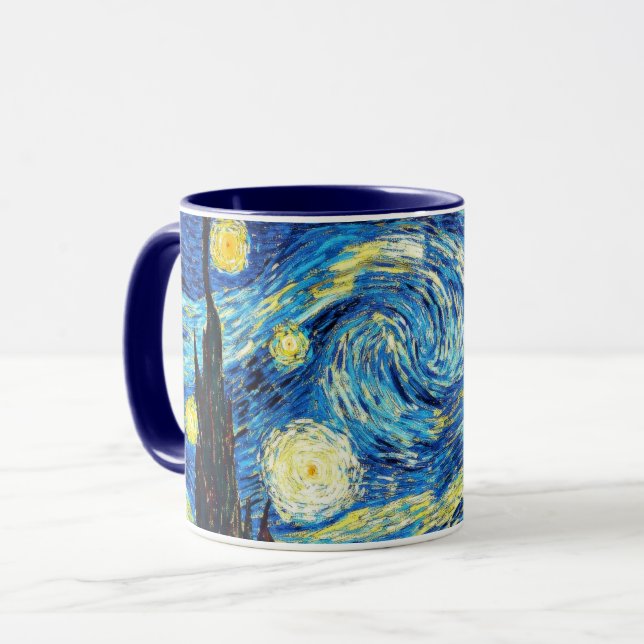 Caneca Starry Night por Vincent van Goghm (Frente Esquerda)