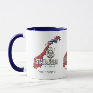 Caneca Stavanger Norway Retro City Map Vintage Holiday