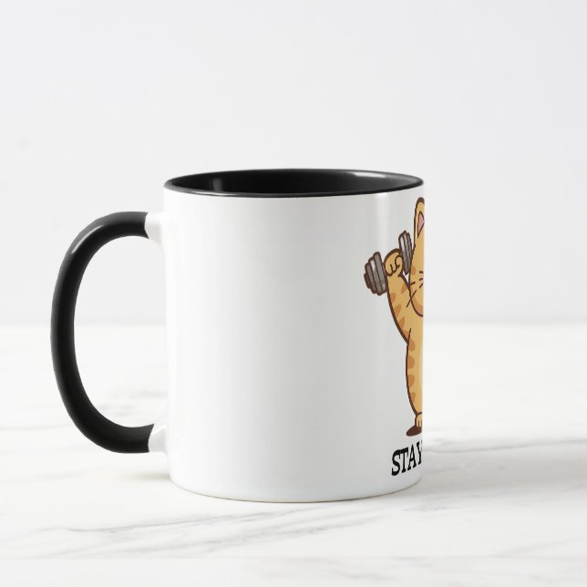 Caneca Stay Strong Lucky Cat Mug - Inspirational Kawaii C (Esquerda)