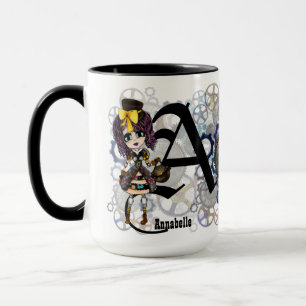 Caneca Steampunk Girl Cosplay Fan batizado de Gift art po