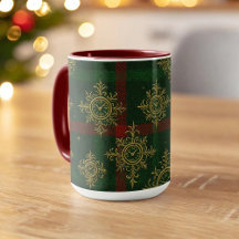 Steampunk Snowflake Red and Green Tartan