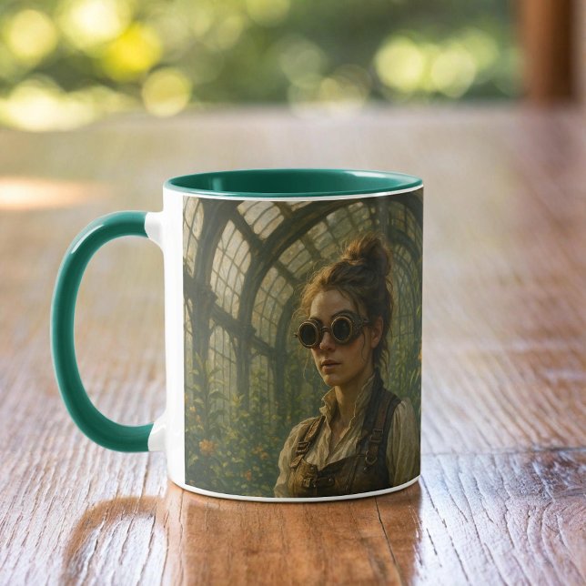 Caneca Steampunk Victorian Whimsical Gardener Art (Criador carregado)