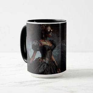 Caneca Steampunk Vintage Victorian Lady Black Raven