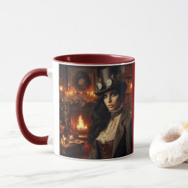 Caneca Steampunk Vintage Victorian Lady Christmas