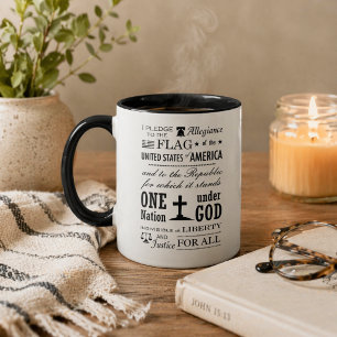 Caneca Stenciled Vintage Pledge of Alegiance Coffee Mug