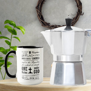 Caneca Stenciled Vintage Pledge of Alegiance Coffee Mug